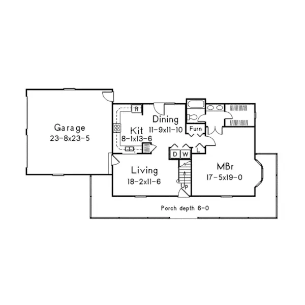 Country House Plan First Floor - Country Ranch Farmhouse 001D-0061 - Search House Plans and More