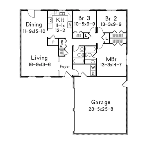 Ranch House Plan First Floor - Monteray Ranch Home 001D-0071 - Shop House Plans and More