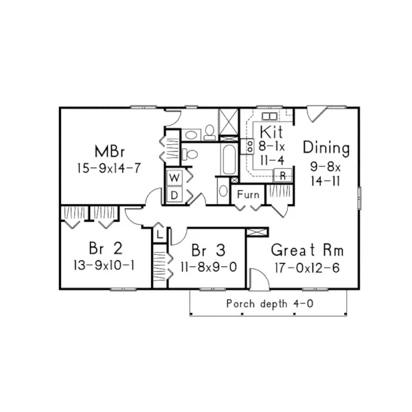 Ranch House Plan First Floor - Burlington I Country Ranch Home 001D-0072 - Search House Plans and More