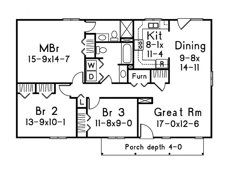 Vacation House Plan First Floor - Burlington II Country Home 001D-0073 - Search House Plans and More