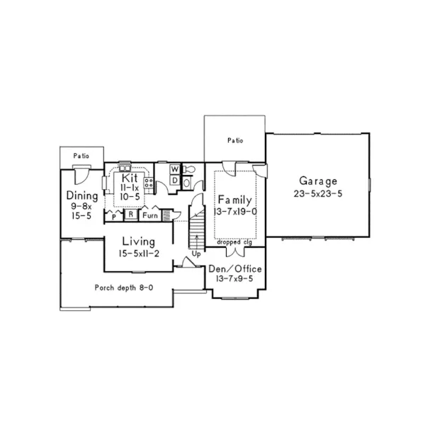 Southern House Plan First Floor - Williamsburg Southern Home 001D-0078 - Shop House Plans and More