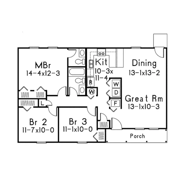 Ranch House Plan First Floor - Pinehurst I Ranch Home 001D-0081 - Shop House Plans and More