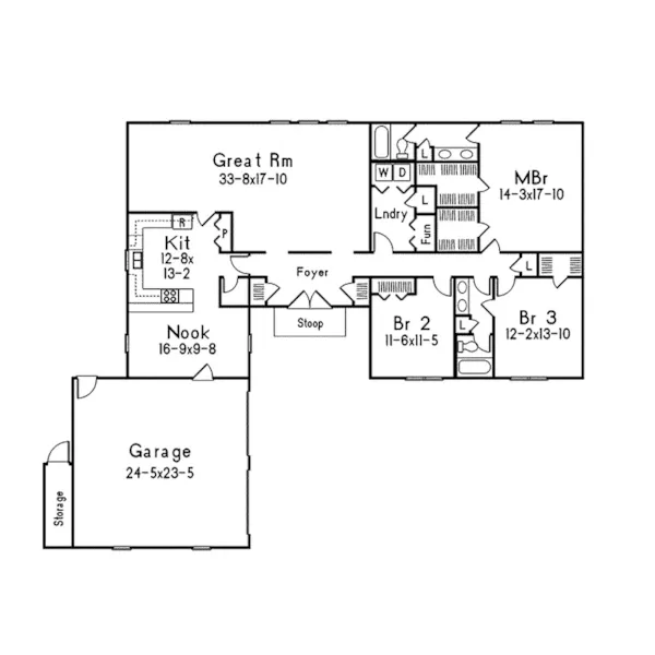 Contemporary House Plan First Floor - Sienna Contemporary Ranch Home 001D-0083 - Shop House Plans and More