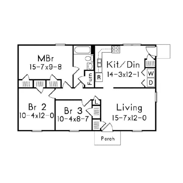 Cabin & Cottage House Plan First Floor - Oakland Small Home 001D-0089 - Shop House Plans and More