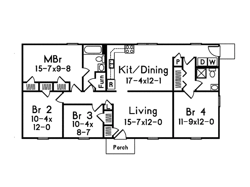 Ranch House Plan First Floor - Woodcrest Ranch Home 001D-0090 - Shop House Plans and More