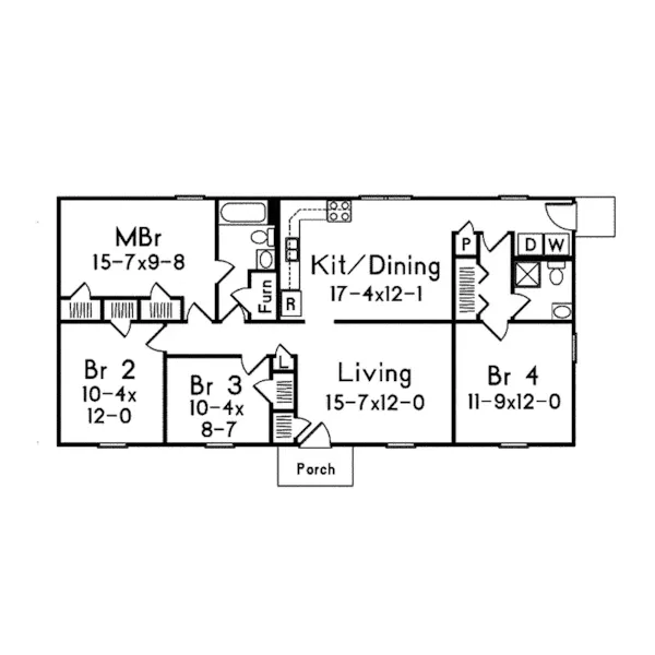 Ranch House Plan First Floor - Woodcrest Ranch Home 001D-0090 - Shop House Plans and More