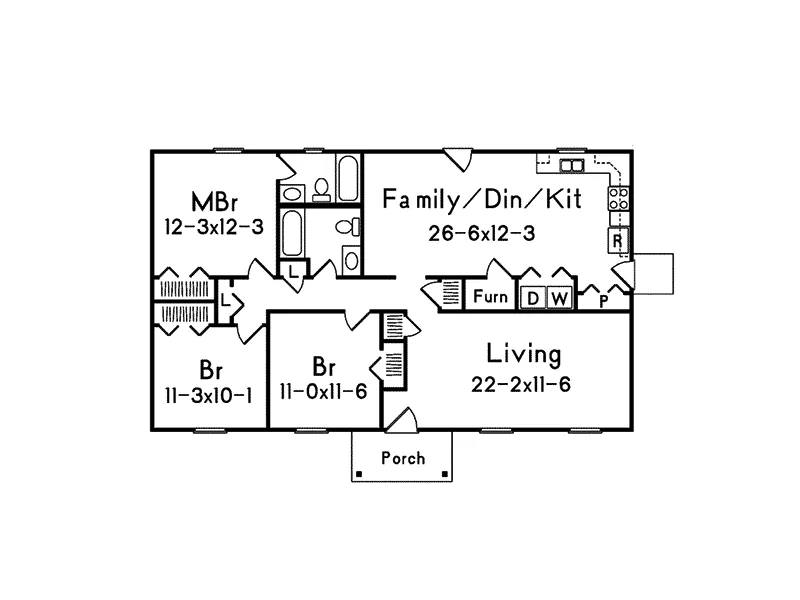 Ranch House Plan First Floor - Ashland Ranch Home 001D-0091 - Search House Plans and More