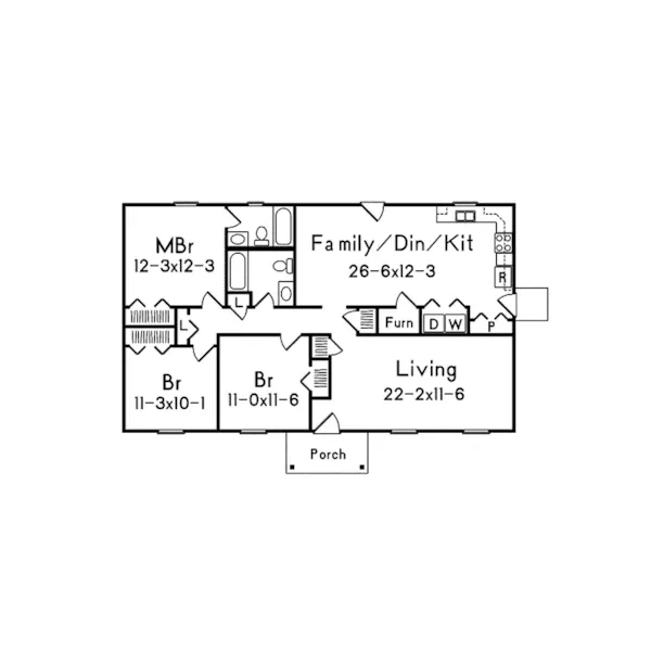 Ranch House Plan First Floor - Ashland Ranch Home 001D-0091 - Search House Plans and More