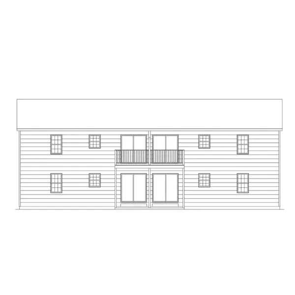 Colonial House Plan Rear Elevation - Villager I Two-Story Fourplex 001D-0094 - Shop House Plans and More