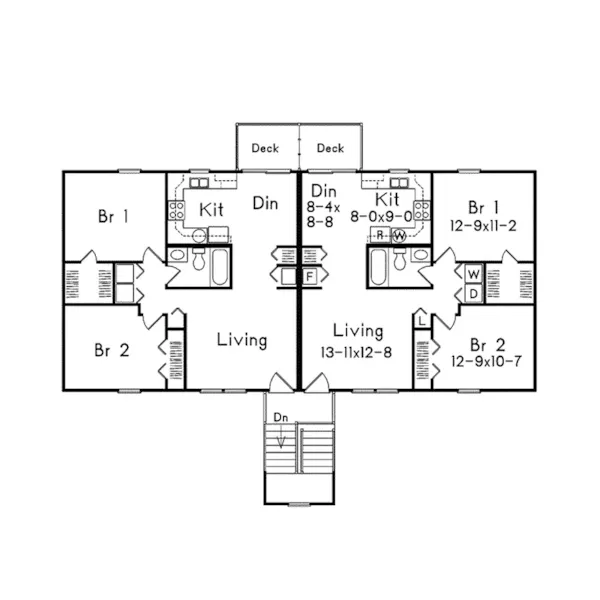 Colonial House Plan Second Floor - Villager II Fourplex 001D-0095 - Shop House Plans and More