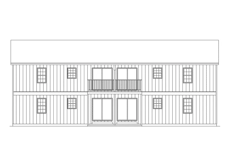 Colonial House Plan Rear Elevation - Villager II Fourplex 001D-0095 - Shop House Plans and More