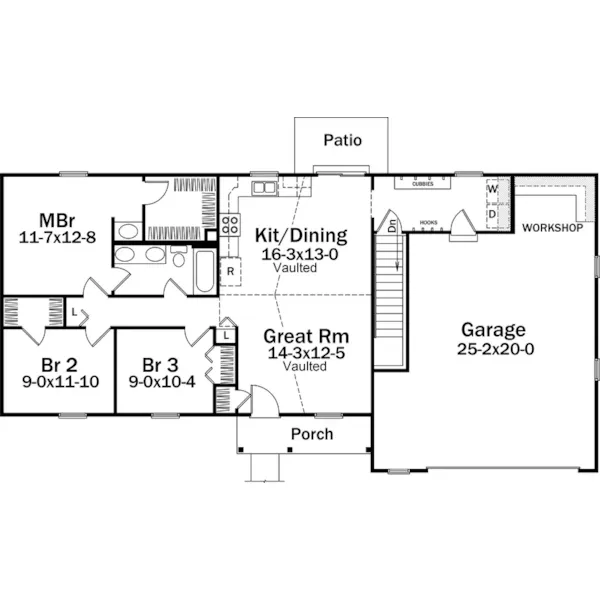 Cabin & Cottage House Plan First Floor - Corwin Ranch Home 001D-5041 | House Plans and More