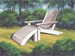 An wood adirondack style chair painted white