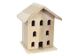 Wood Victorian birdhouse with eight openings across the front