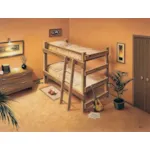 Rustic wood bunk bed design with ladder to the top bunk