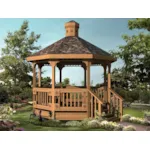 All wood octagon gazebo with rustic style