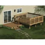 This all wood deck is designed for two level with the top level surrounded by railings