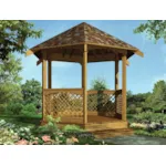 Traditional six-sided gazebo is the perfect style to match any house plan