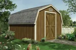 Barn style storage shed with double door on the front