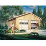 Simple two-car garage design has a conveneint side door