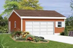 Two-car garage has extra space for storage and functional door and window