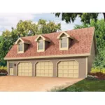 Cape Cod style three-car garage apartment with triple dormers on the roof