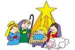 Cute nativity scene with star above