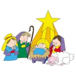 Cute nativity scene with star above