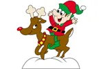 The elf on reindeer has a great animated look children will love