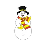 Mr. Chip Snowman has a vibrant striped scarf