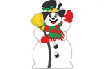 Classic Frosty the snowman is waving and has a broom and top hat