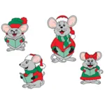 Four traditional caroling mice