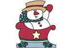 The snowman in sleigh uses a country style color pallette