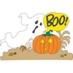 Boo pumpkin incorprates the holiday's favorite symbols