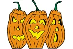 A trio of pumpkins makes up the pumpkin patch yard art decoration
