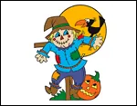 Cute and colorful screcrow is a great country style Halloween decoration