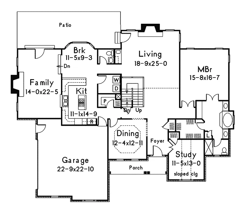 Traditional House Plan First Floor - Brentwood Traditional Home 003D-0004 - Search House Plans and More