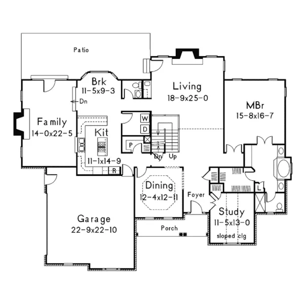 Traditional House Plan First Floor - Brentwood Traditional Home 003D-0004 - Search House Plans and More