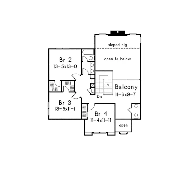 Traditional House Plan Second Floor - Brentwood Traditional Home 003D-0004 - Search House Plans and More