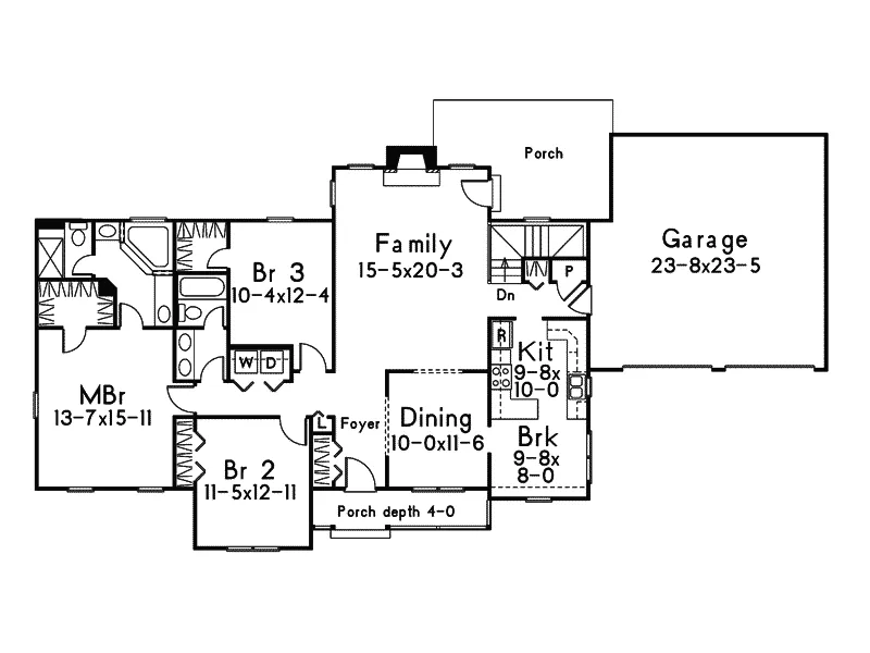 Country House Plan First Floor - Greenfield Country Ranch Home 003D-0005 - Search House Plans and More