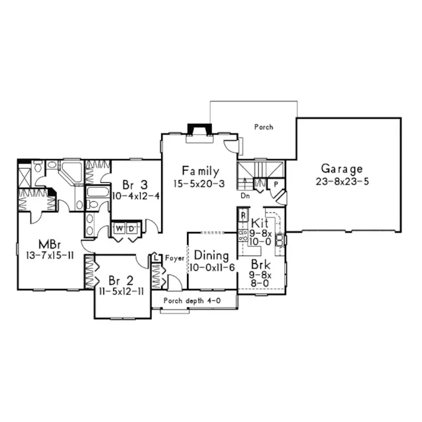 Ranch House Plan First Floor - Greenfield Country Ranch Home 003D-0005 - Search House Plans and More