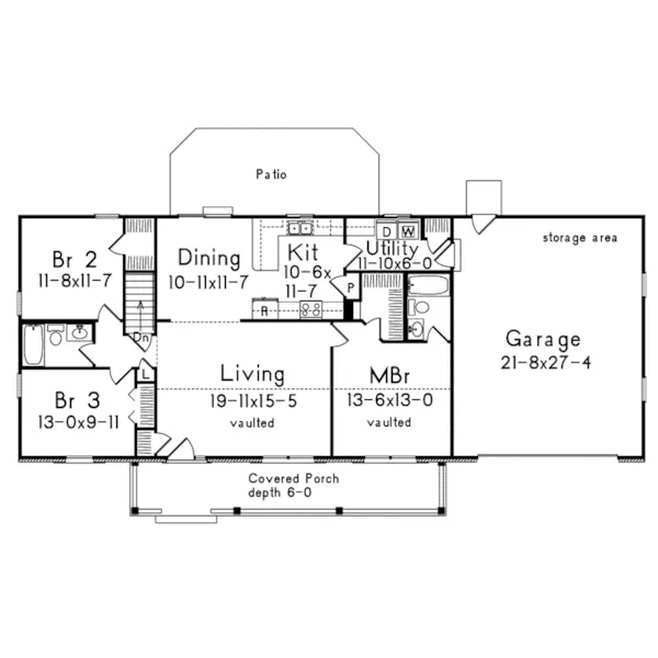 Ranch House Plan First Floor - Ryland Ranch Home 005D-0001 - Shop House Plans and More