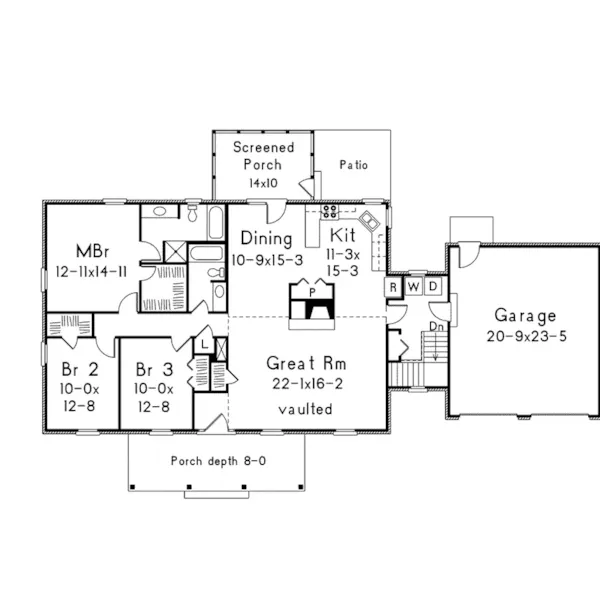 Country House Plan First Floor - Rockwood Country Ranch Home  006D-0003 - Shop House Plans and More