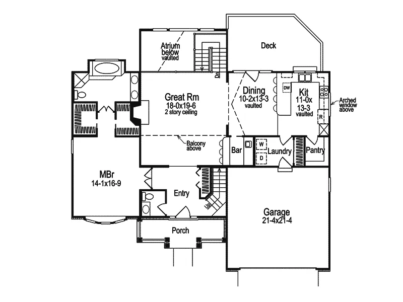Country House Plan First Floor - Bradford Atrium Home 007D-0003 - Search House Plans and More