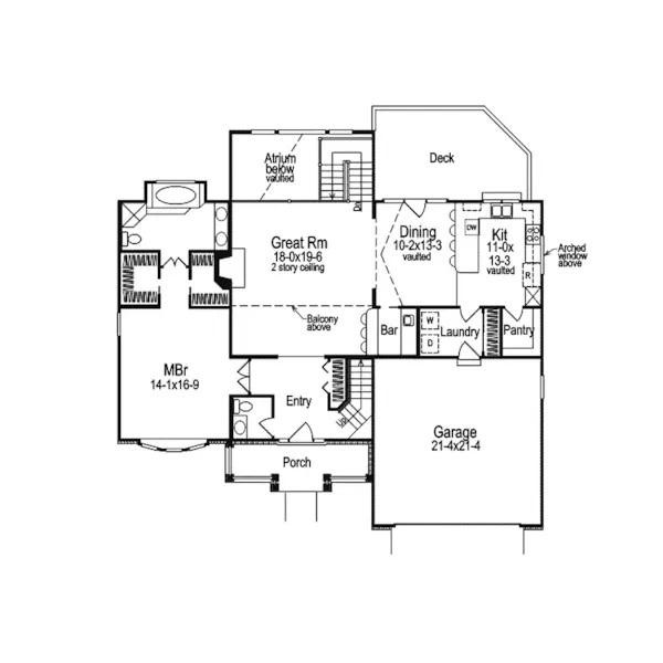 Traditional House Plan First Floor - Bradford Atrium Home 007D-0003 - Search House Plans and More