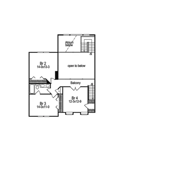 Traditional House Plan Second Floor - Bradford Atrium Home 007D-0003 - Search House Plans and More