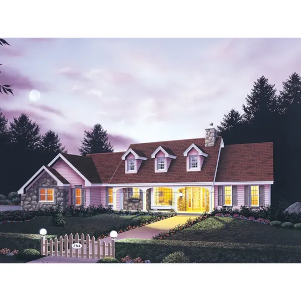 Ranch With A Covered Porch Topped With A Trio Of Dormers