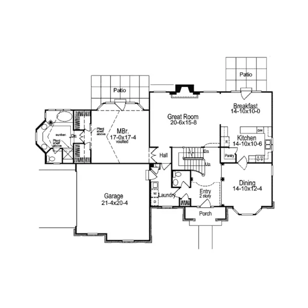 Traditional House Plan First Floor - Vandemark Traditional Home 007D-0006 - Shop House Plans and More