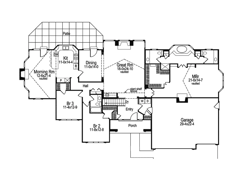 Modern House Plan First Floor - Altamont Ranch Home 007D-0007 - Search House Plans and More