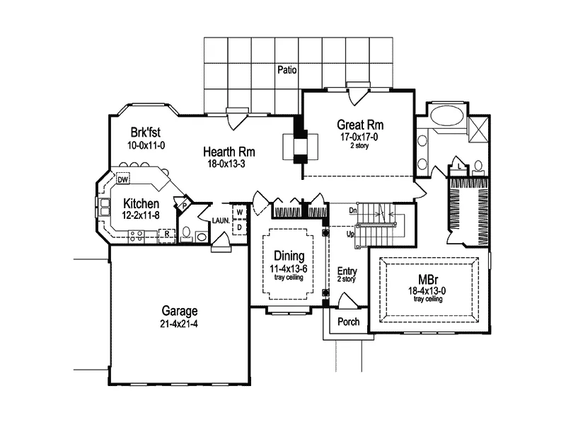 Colonial House Plan First Floor - Cadenbridge Georgian Home 007D-0009 - Search House Plans and More